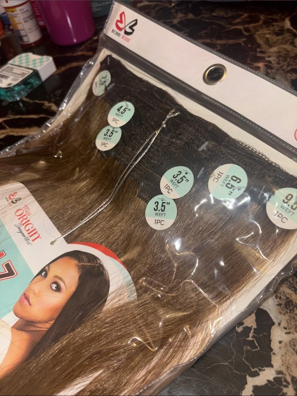 7-Piece Clip-In Hair Extensions - Light Brown Ombre